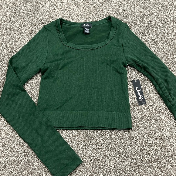 Justify Tops - Green Ribbed Long Sleeve
